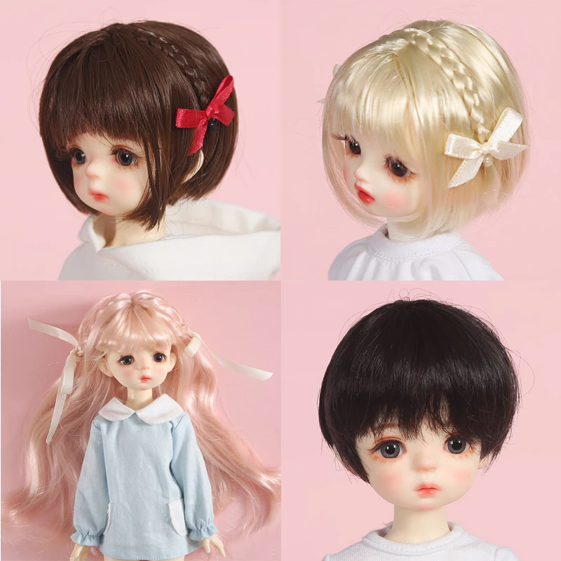 

New 1/6 Bjd wig High Temperature Golden brown Bangs Long wavy hair and Short straight hair 30cm Bjd Wig SD For BJD Doll Toy wig