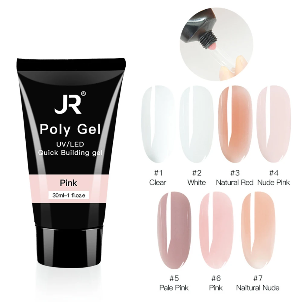 30ML Poly Nail Gel Nail Acrylic Gel Self Leveling Natural Pink Prolong Gel Clear Color Crystal Gel Nail Nail Art Jelly Gel