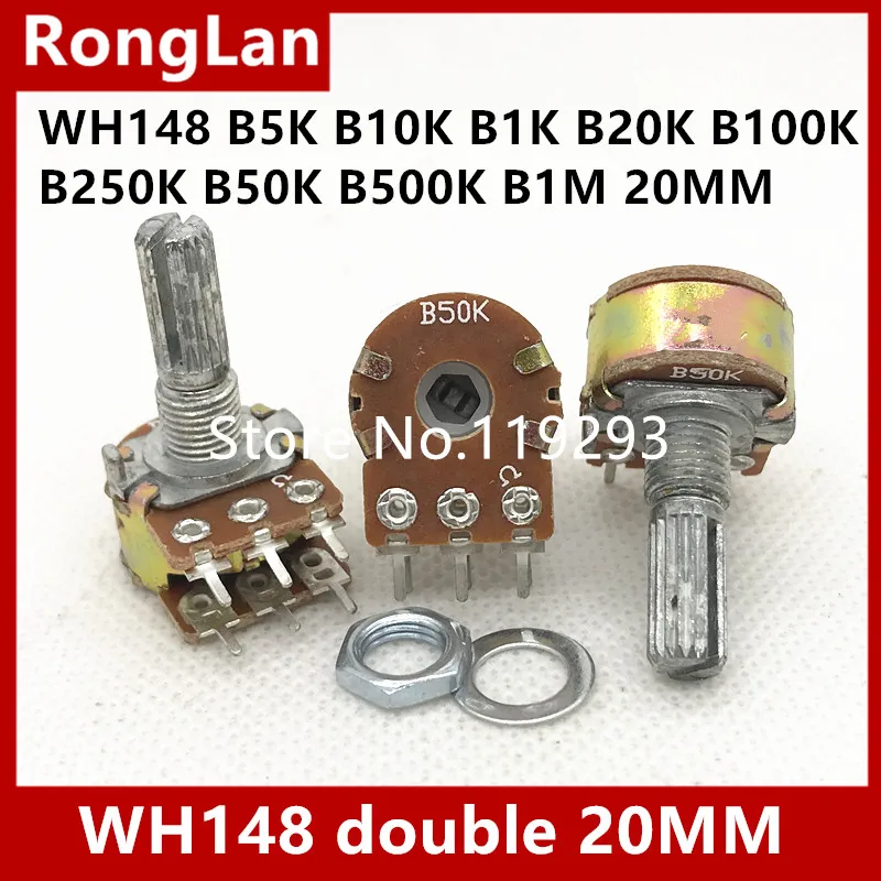 

WH148 16 type volume amplifier double potentiometers B5K B10K B1K B20K B100K B250K B50K B500K B1M 20MM--50PCS/LOT