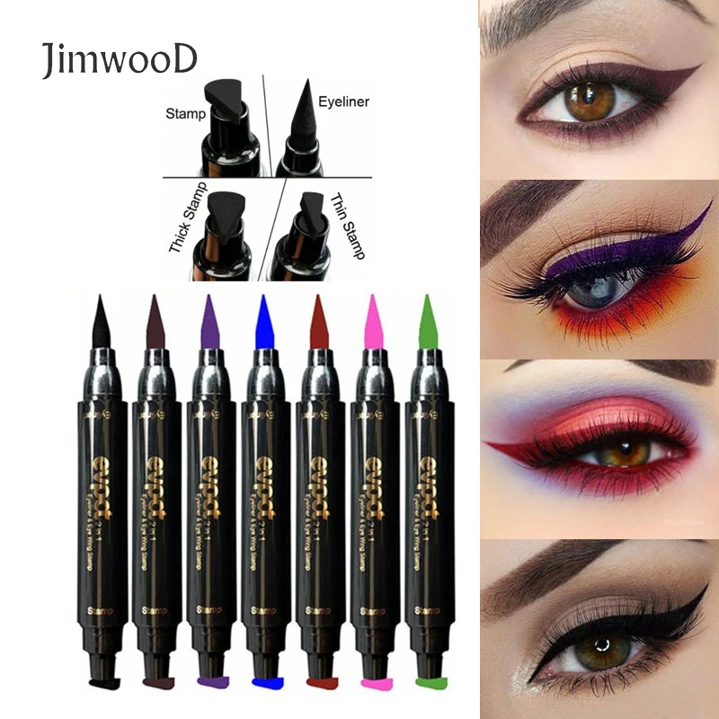 Jimwood Liquid Eyeliner Stamp Marker ดินสอกันน้ำ Stamp Double-Ended ปากกาอายไลน์เนอร์ Lipgloss เครื่องสำอางค์ Eyliner CE040