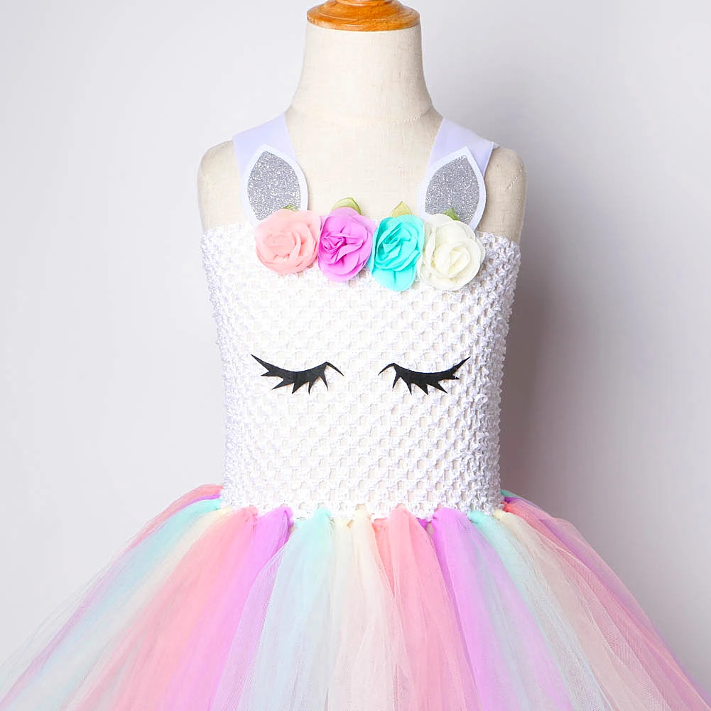 Pastel Unicorn Dresses for Girls Unicorns Costume for Birthday Party Princess Tutu Dress Girl Kids Halloween Costumes Outfits