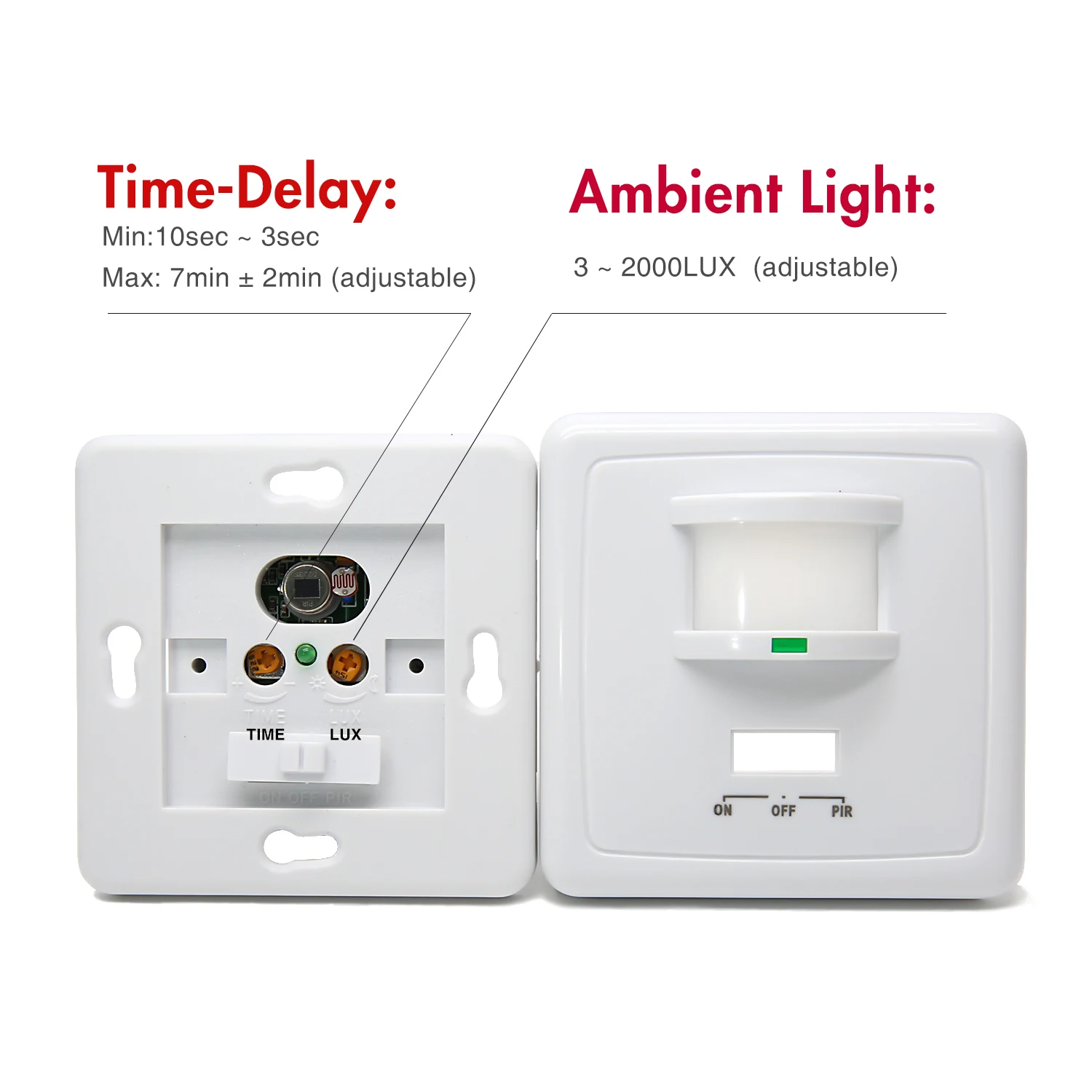 220V Wall Mounted Pir infrared Motion Sensor LED Light Switch MAX 600w Load+9m Max  Distance