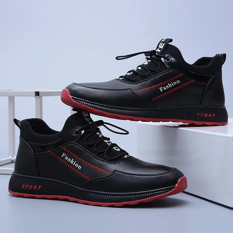 2023 Fashion leather Shoes Men Casual Shoes winter Plus velvet to keep warm black Comfortbale Sneakers Men Flats Shoes Big Size