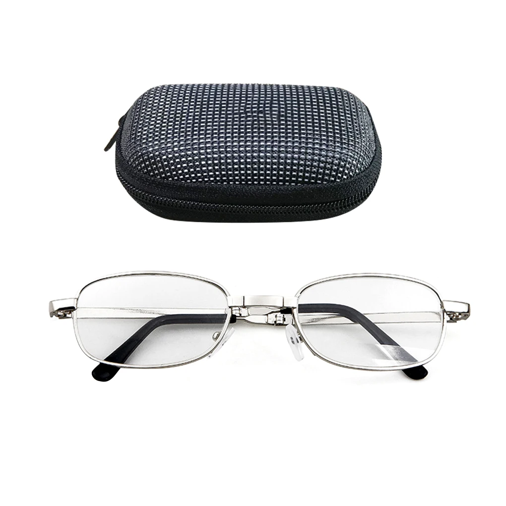 Fashion Portable Folding Reading Glasses Men Women Oval Metal Frame Presbyopic Magnifying Glasses Male Female Eyewear with Case