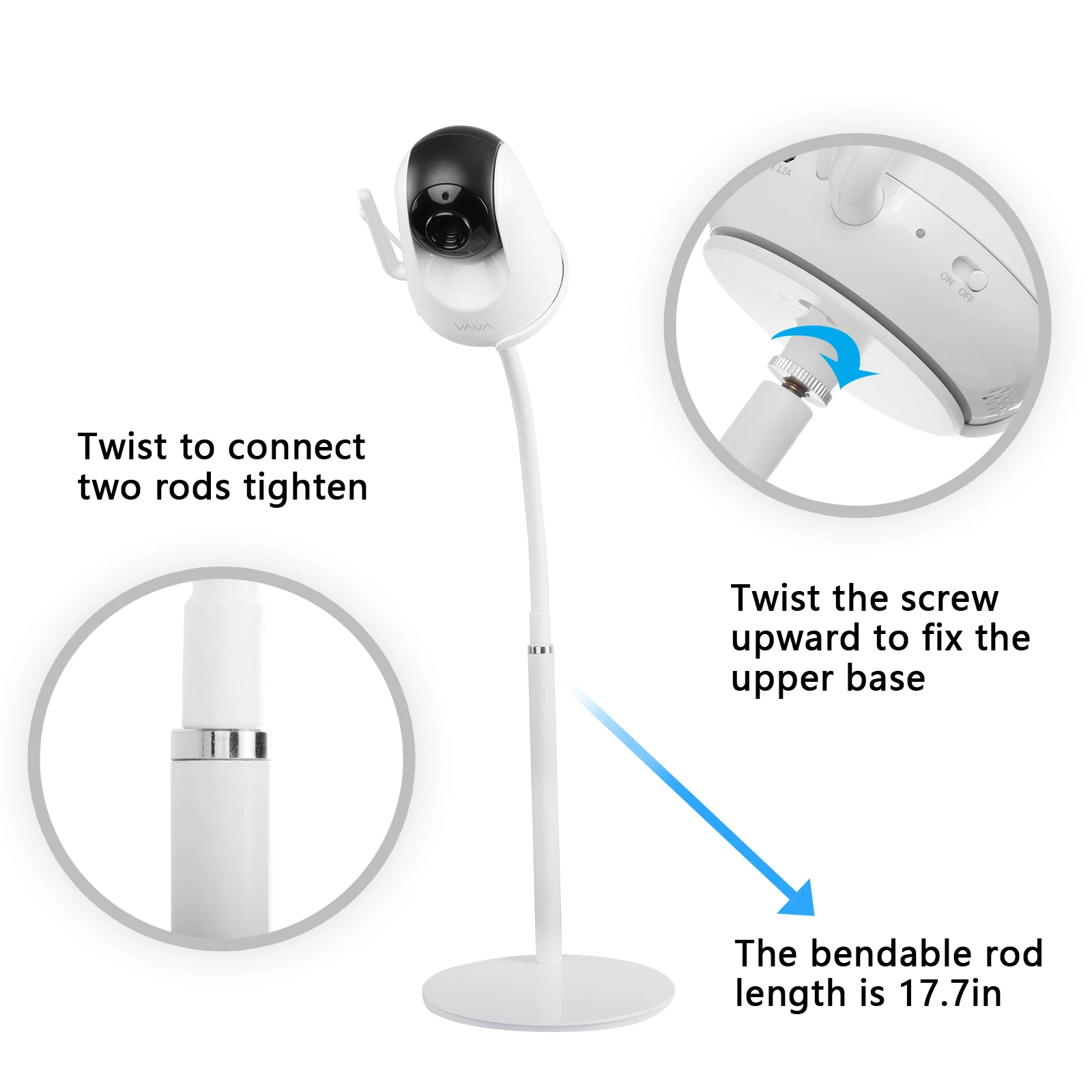 Elastyczne Twist do montażu z podstawą do VAVA niania elektroniczna Baby Monitor statyw, solidne podstawy stabilizator uchwyt do montażu