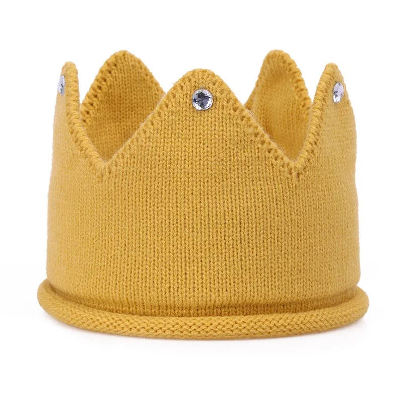 Baby Hat Girls Crown Knitted Cap Toddler Empty Top Hats Newborn Design Woolen Yarn Bonnet Children Soft Solid Beanies Casquette