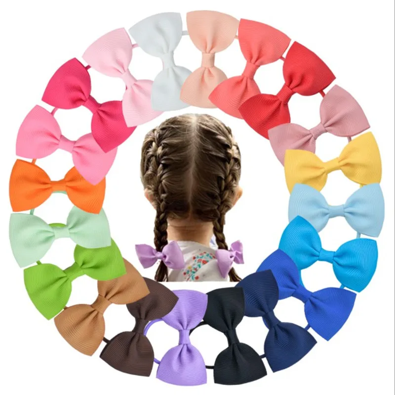 Baby Girls Candy Color Hair Ring Ties Ribbing Elastic Princess Bows Ponytail Rubber Bands Rope Kids Cute Headwear Accessories