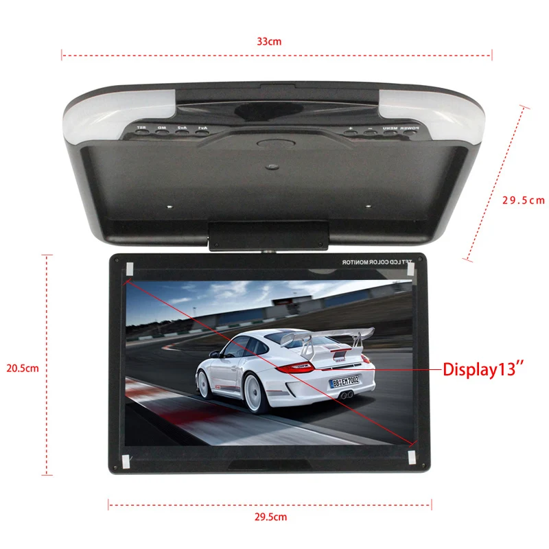 13 Inch Car Monitor DC 12V Car Ceiling Monitors Roof Mounted Flip Down Monitor Beige/Black/Grey Color For SUV/MPV No USB