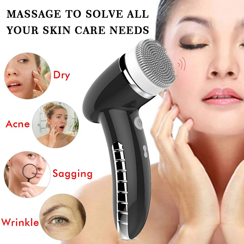 Facial Cleansing Brush Rechargeable Electric Spin Face Brush Waterproof Face Scrubber Massager with 4 Brush Heads Facial Machine