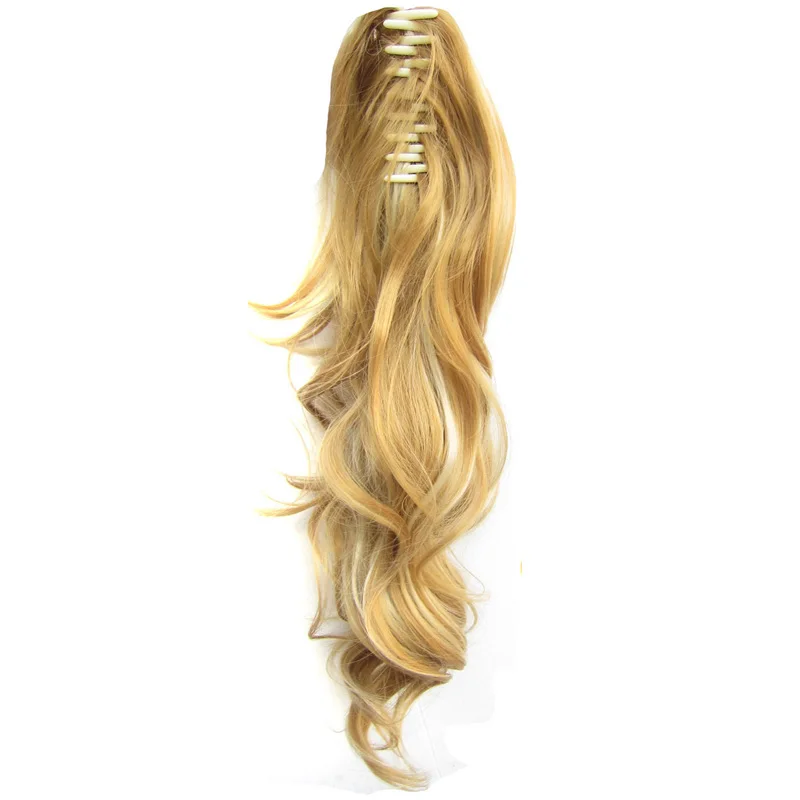 Synthetic Long Wavy Hair Piece Pony Tail Extension Claw Voluminous Curly Ponytails Black Brown Blonde