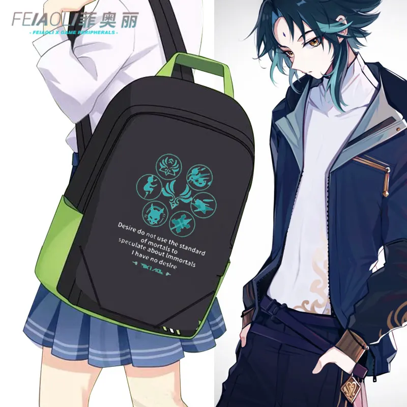 Sac à dos de jeu Genshin Impact Xiao, cartable de voyage pour ordinateur portable, pour adolescents, garçons et filles, dessin animé, Vision Cool, pour hommes