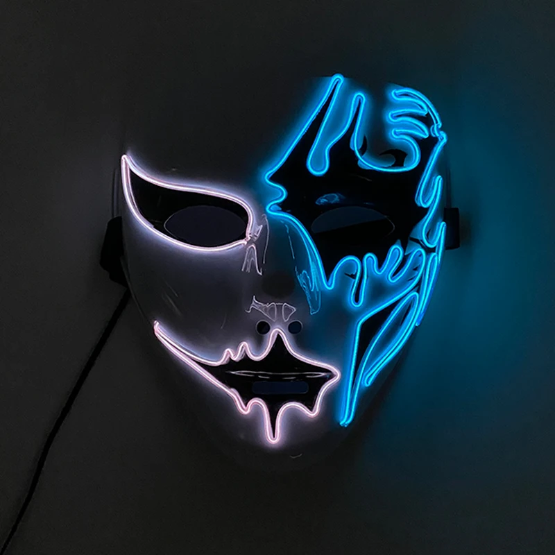 Halloween Scary LED Mask Neon Light Costume Mask EL Wire Face Glow Maske Carnival Mask Halloween Decoration