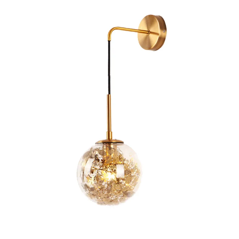 

Nordic creative modern simple bedroom bedside metal flower art corridor living room light luxury glass small wall lamp