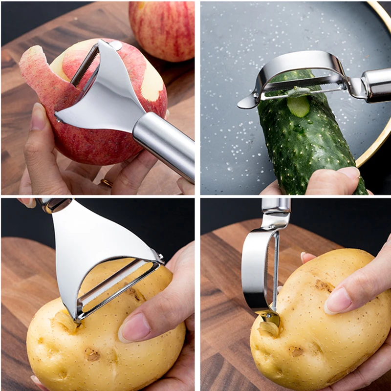 Stainless Steel Dual-Use Potato Peeler Apple Carrots Peeling Knife Fruit Cutter Sharp Scraper Kitchen Gadgets