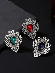 Simple Retro Hollow Lace Jewelry Water Drop 3-Color Inlaid Zircon Brooch For Women Feature Namour Charm Gift All Seasons