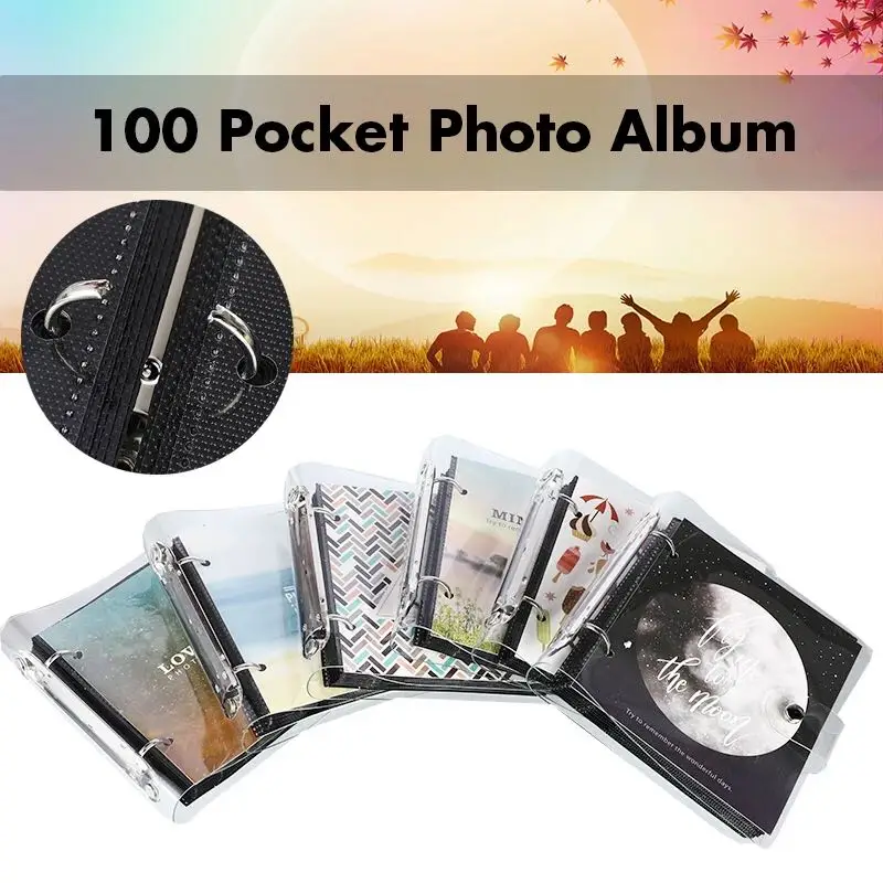 Light Series Loose Leaf 3 Inch 100 Pocket Photo Album For Fujifilm Instax Mini 11 9 8 7s Photo Paper Film /Credict Card/Tickets