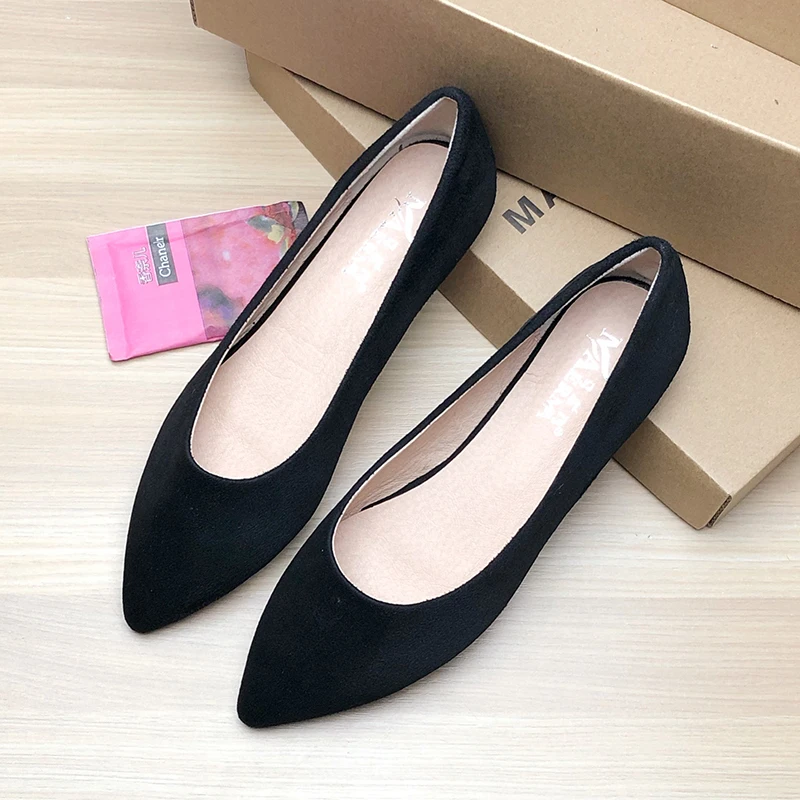 Women Flats Pointed Toe Black Shoes for Women Working and Daily Use Rose Red Lady Flats Flat Bottom Solid Color All Match Soft