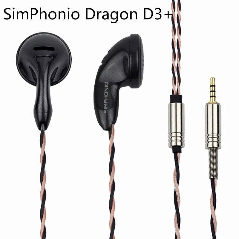 SimPhonio Dragon D3 Plus D3+ Dynamic HiFi Music Monitor DJ Studio Audiophile Earphone Flat Head PK2 BK CM2000Ti Bell-Ti CHACONNE