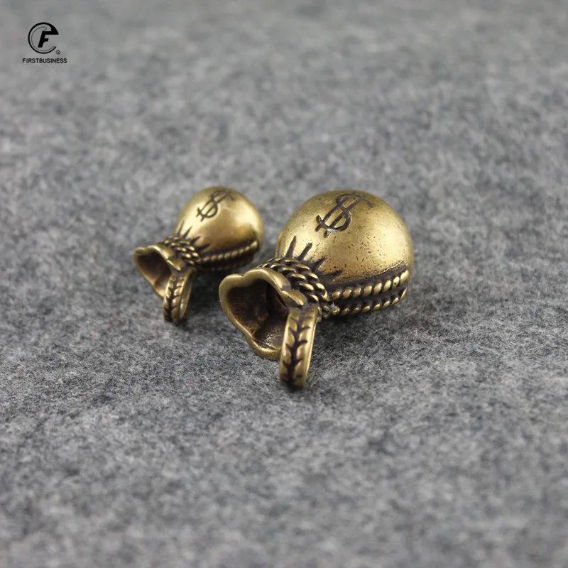 Vintage Copper Lucky Dollars Money Bag Figurines Ornaments Desk Decorations Handmade Brass Car Key Ring Pendant Home Decor Craft