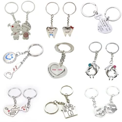 1 Pair Key Chain Alloy Bride Groom Heart Love House Dolphin Keyrings Key Chains Lovers Ring Couples Keychain For Gift