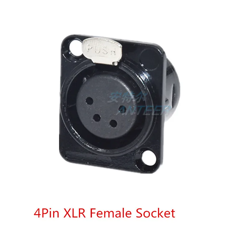 1Pc XLR แชสซีเชื่อมต่อ,4Pins XLR หญิง/ชายซ็อกเก็ตสำหรับไมโครโฟน/ไมโครโฟน,แผง Mount,สีดำทอง + ทองแดงบริสุทธิ์ Contacts