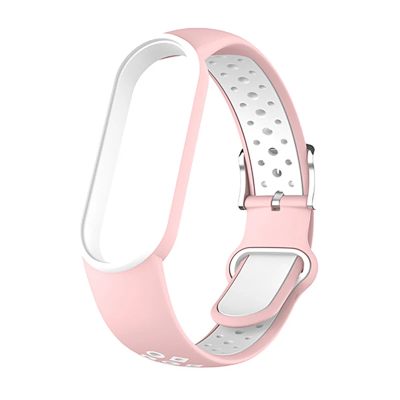 Silicone Strap for Xiaomi Mi Band 3 4 5 Two-color Strap Porous Anti-sweat Sport Breathable Strap Buckle Replacement Wrist Straps