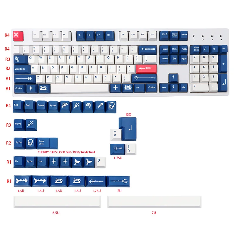 

138 Keys/set GMK A Keycaps PBT Dye Sublimation Key Caps Cherry Profile With 1.75u 2u Shift ISO Enter 6.5U 7U Spacebar