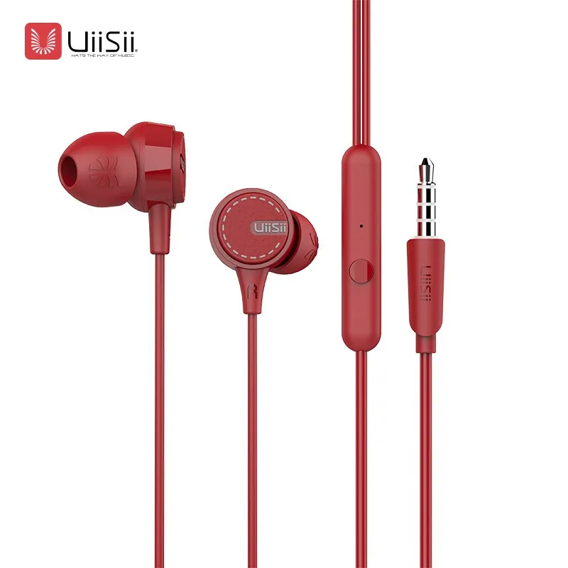 UiiSii 유선 스포츠 가죽 헤드셋, 딥 베이스 스테레오 이어버드 마이크, 아이폰 삼성 화웨이 샤오미 비보용, 1.2M 인이어