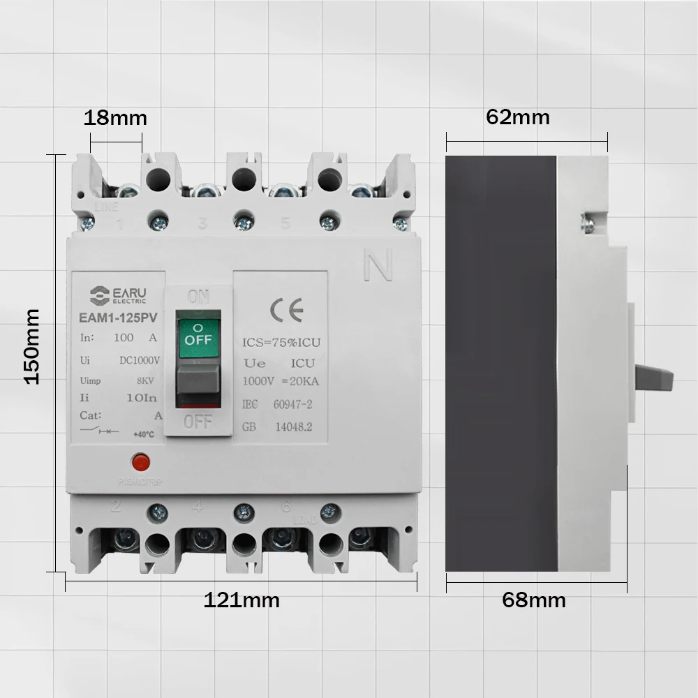 EAM1-125PV 4P DC Moulded Case Circuit Breaker Switch Solar Battery Switch Car Power Main Switch