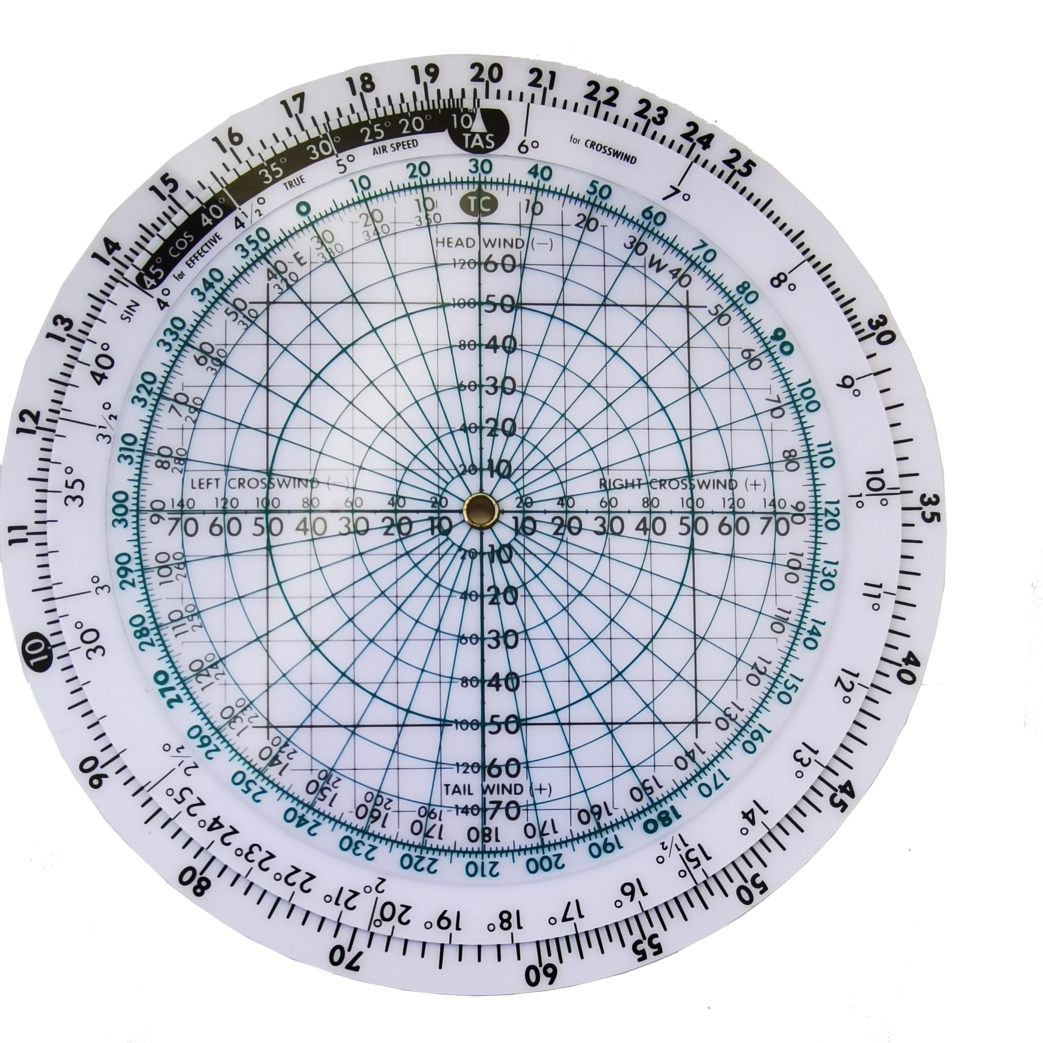 Aviation Round Shape Circular Vector Flight Measuring Computer Calculator Training Plastic Ruler