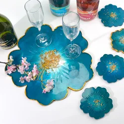 Juego de moldes para tazas de té de flores, plato de flores grande de cristal hecho a mano, arcilla epoxi, resina uv, molde artesanal de silicona, decoración del hogar