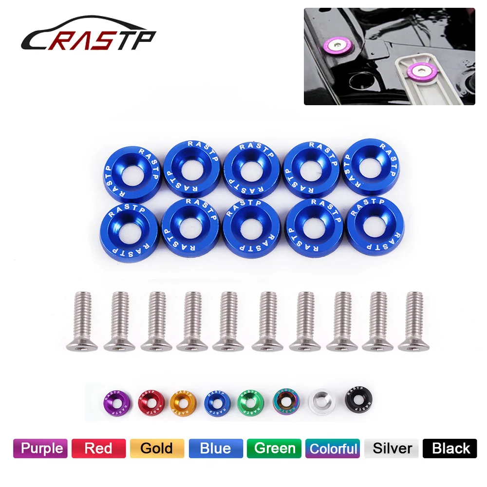 JDM Style Fender Washer (10pcs/Pack) Aluminum Washers And M6 Bolt For Honda Civic Integra RSX License Plate Screw RS-QRF002-TP