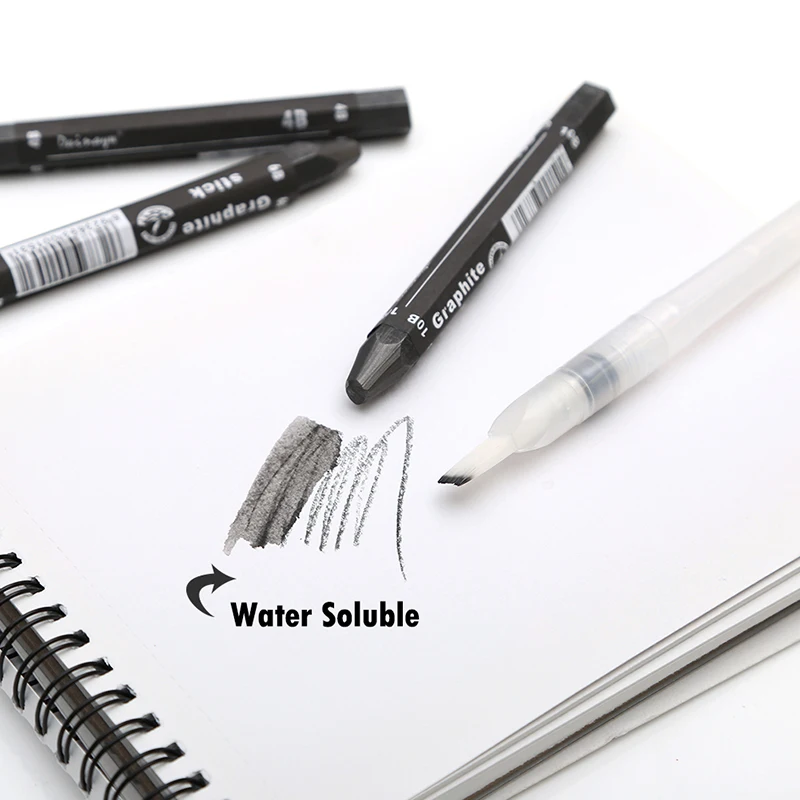 Graphitstift-Set – wasserlöslich – 4B 6B 10B, Kunstzeichenzubehör für Skizzen- und Schattierstifte, Künstlerskizzen – 3-teilig – Detail 5