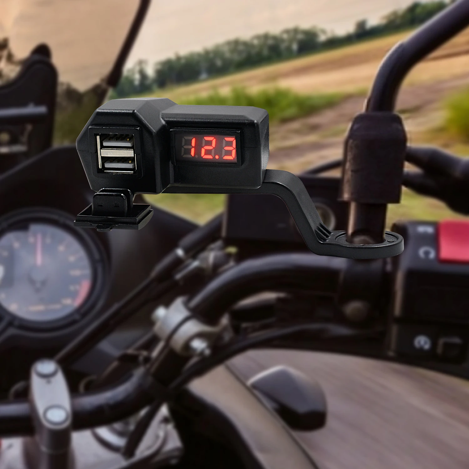 3.4A ładowarka Motorcyle podwójny zapalniczka na USB wyświetlacz do woltomierza wodoodporne okablowanie 60CM Adapter podwójne USB akcesoria