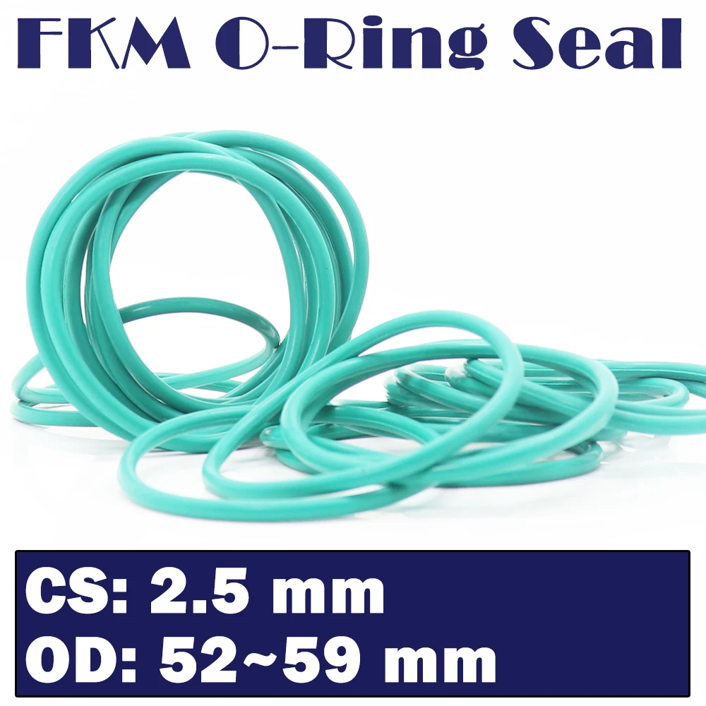 

CS 2.5mm FKM Rubber O RING OD 52/53/54/55/56/57/58/59*2.5 mm 30PCS O-Ring Fluorine Gasket Oil seal Green ORing