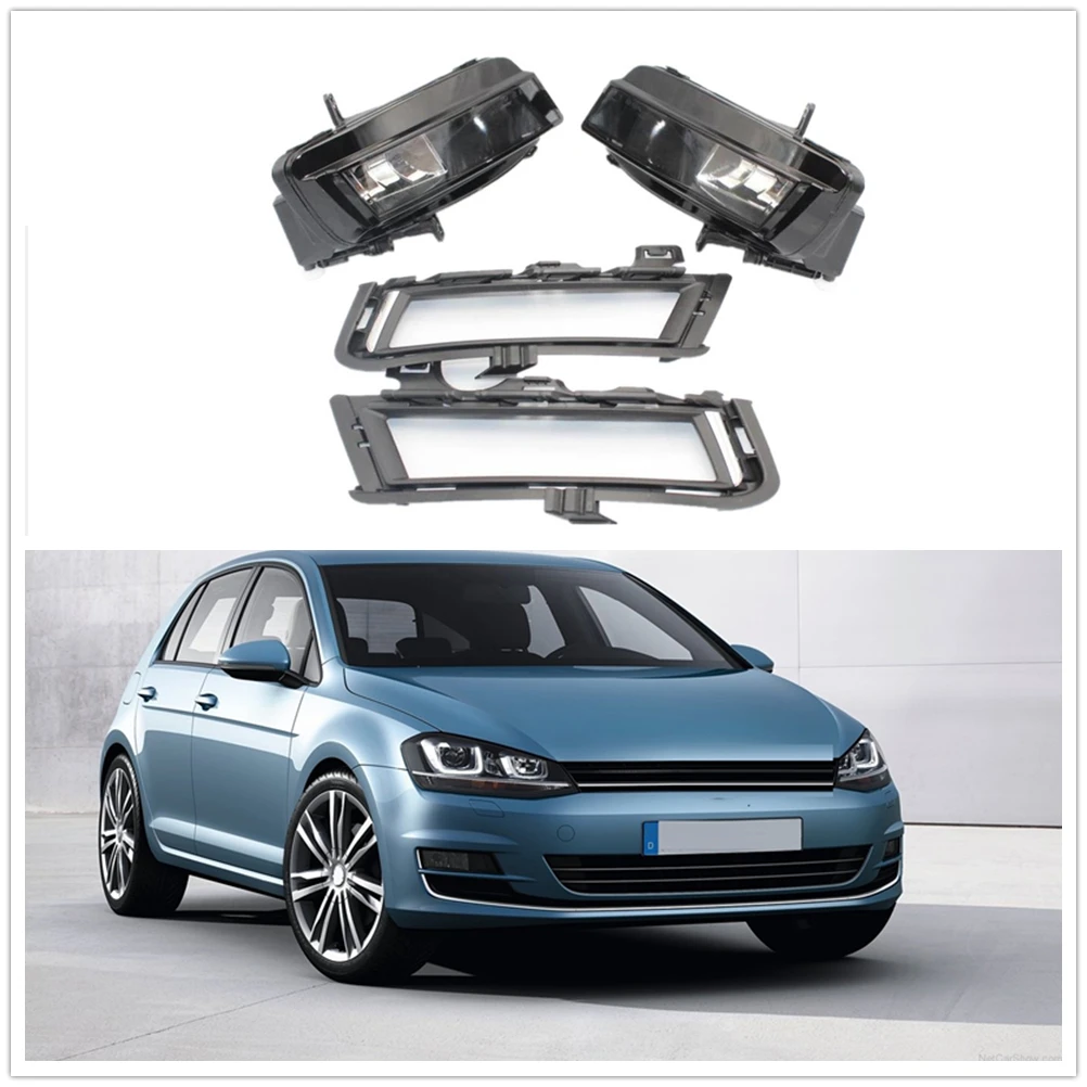 

For VW Golf 7 MK7 VII TDI TGI TSI 2013 2014 2015 2016 2017 Car-styling Fog Light Lamp With Halogen Bulbs Grille Cover