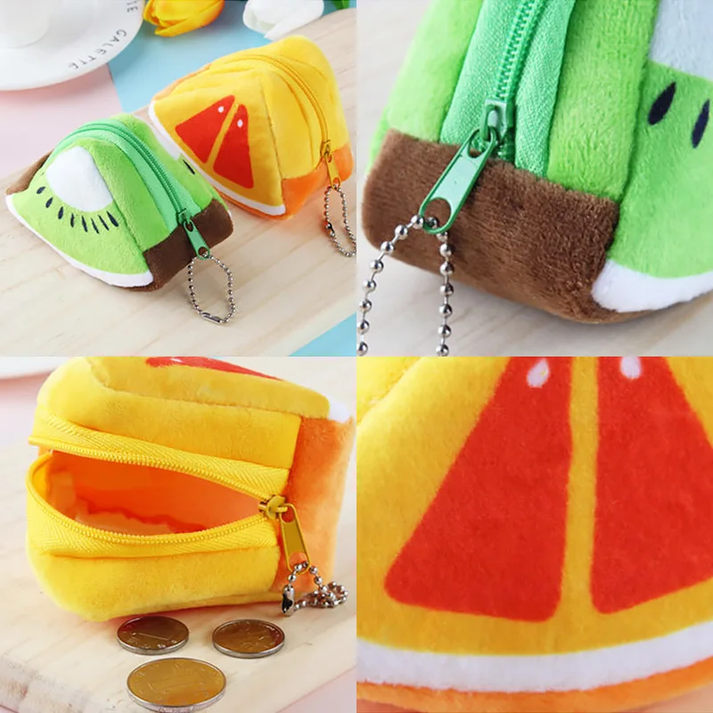 Fruit Print Coin Purses Women Mini Card Bag Key Case Earphone Storage Bag Girls Kids Cartoon Cute Coin Wallet Ladies Money Bag