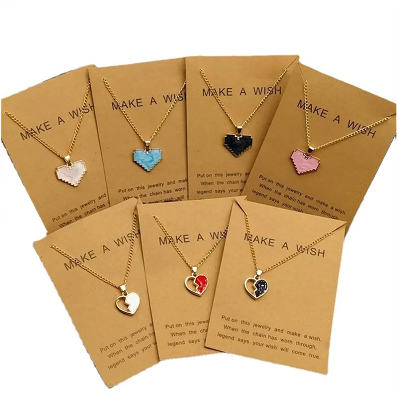 Women Necklace Cute Romantic Love Heart Pendant Necklace Golden Color Popular Korea Style Neck Jewelry Wholesale Dropshipping