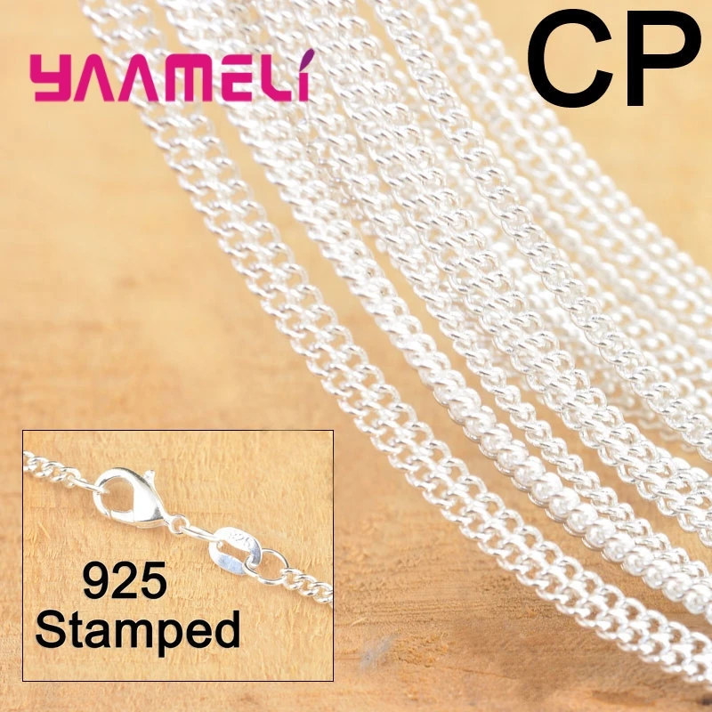 

Hot Sale 18 Inch 925 Sterling Silver Jewelry Flat Curb Necklace Chains with Lobster Clasps for Woman Men Classic Fashion Collar