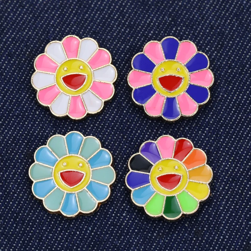 Sweet pin, seven-color sunflower series, drip brooch, student alloy clothing corsage jewelry, bag decoration badge