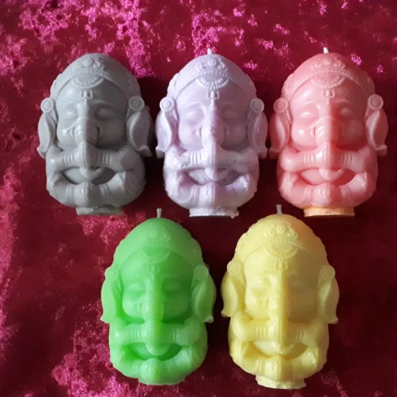 3D Ganesh Soap Candle Mold Mould Ganesha Silicone Mold for Candle Decorating Resin Epoxy Crafts Gyspum Statue Molds