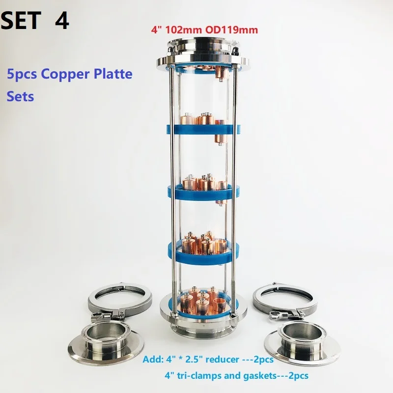 Imagem -04 - Conjuntos de Coluna de Lentes de Destilação Tri-clamp Sight Glass Union Aço Inoxidável 304 Pcs Copper Plates in Novo