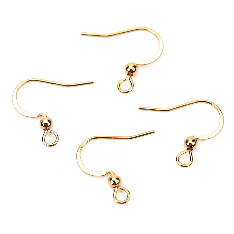 50pcs Stainless Steel Hypoallergenic Earring Hooks 17*20mm Gold Color Earring Clasp Wire Diy Jewelry Making Findings Accessories