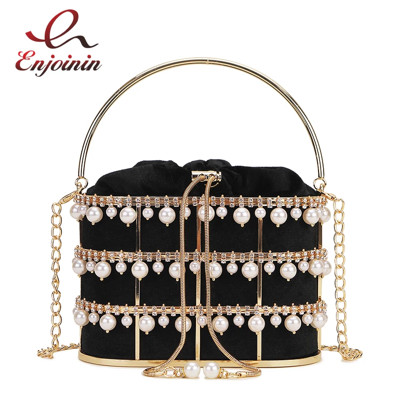 

Luxury Pearl Tassel Metal Basket Fashion Women Casual Party Purses and Handbags Shoulder Chain Bag Crossbody Bag Evening Bag