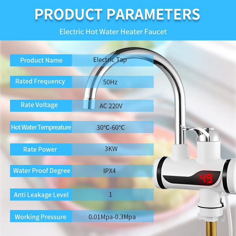 EU Plus Kitchen Water Heater Cold Heating Faucet Instantaneous Water Heater Tap Instant Hot Water Faucet Heater