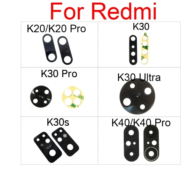 100Pcs New Rear Back Camera Glass Lens +Sticker For Redmi K20 K30S K30i K30 Ultra K40 Note 8 9 Note 10 Pro 5G 9T 10S