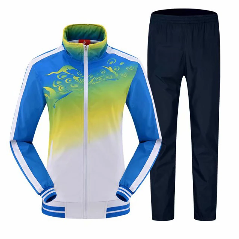 Sportswear Suit Women Windproof Team Sportsuit 3D Pattern Training Game Tracksuit Classic Badminton Jogging Sport Set Female