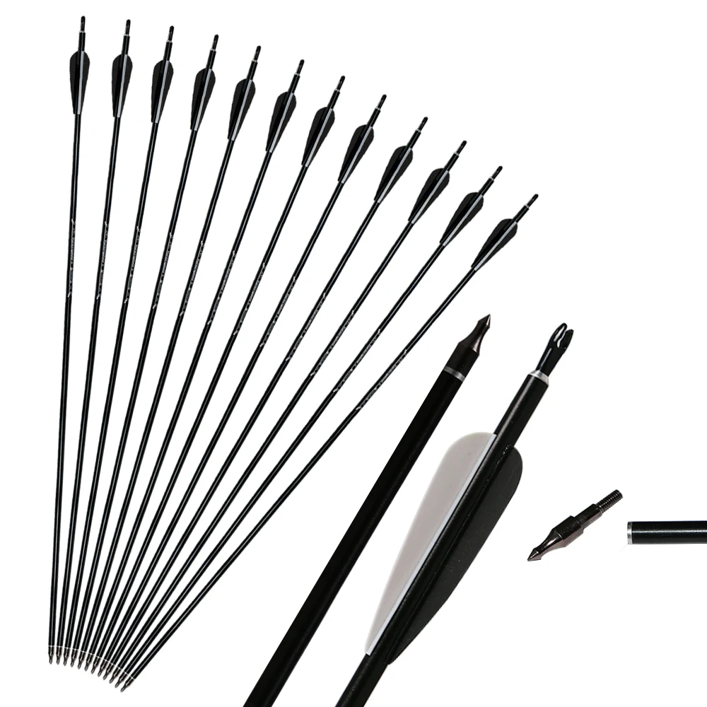 6/12pcs Aluminium Arrows 31\'\' Aviation Aluminum Alloy Archery Hunting Shooting Targeting Practice Arrow for Compound Recurve Bow