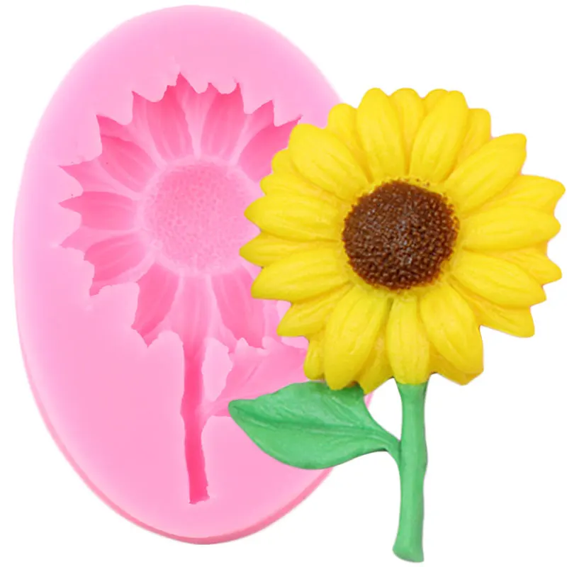 Sunflower Silicone Mold Flower Bee Cupcake Topper Fondant Mold Cake Decorating Tools Candy Polymer Clay Chocolate Gumpaste Mould