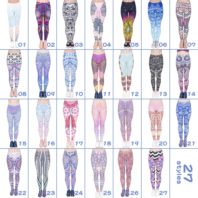 Women Boho Printed Gym Sports Stretchy Leggings Elastic Milk Silk Pantyhose Opaque Sports Gym Yoga Tights